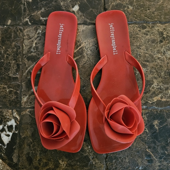 Jeffrey Campbell So Sweet Red Rose Flip Flop SZ 7 - Picture 2 of 8